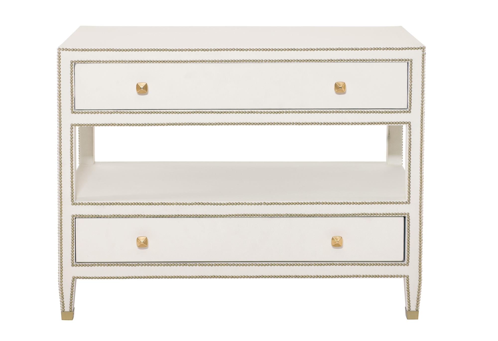 Bernhardt Jet Set White Bonded LeatherWrapped Bachelor's Chest